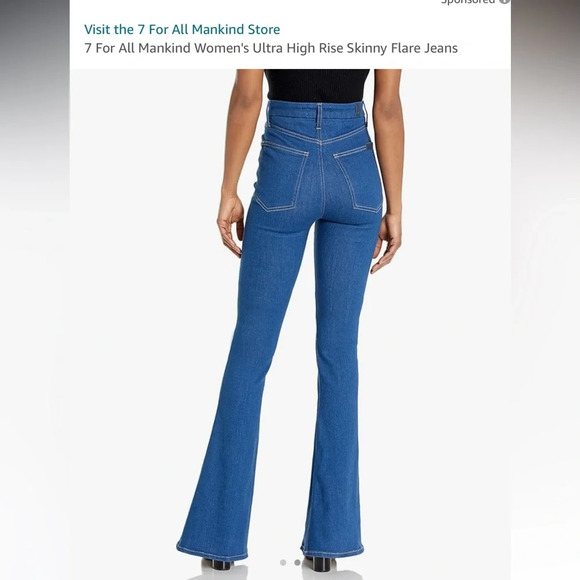 7 For All Mankind STRETCH ULTRA HIGH RISE SKINNY FLARE BELL BOTTOM JEANS SIZE 24 - Picture 2 of 8